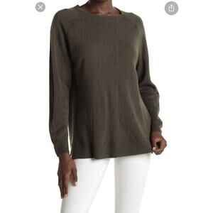 Sweet Romeo Loren Green Crew Neck Raglan Sleeve Pullover Sweater size M A003069